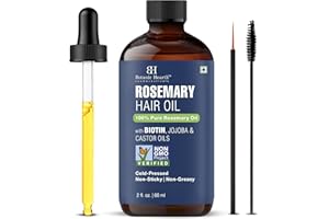 Botanic Hearth 100% Pure Rosemary Oil For Hair Growth | Infused With Biotin, Jojoba & Castor Oil | Hair Oil Repairs Dry Damaged Hair, Strengthening, Healthier - Hair Tonic, 2.0 fl oz