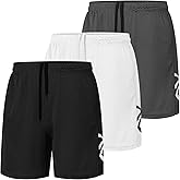 Covisoty 3 Pack Men's Athletic Shorts Elastic Waistband Quick Dry with Pockets for Casual Running Workout Gym Activewear
