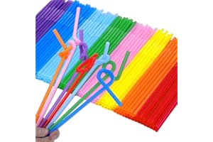 Tomnk 300pcs 10.3 Inches Disposable Flexible Bendy Drinking Straws Plastic Straws