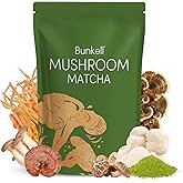 Bunkell Mushroom Matcha, Adaptogenic 6 Mushrooms Mix w/Japanese Matcha, Ceremonial Powder Blend with Lion's Mane, Reishi, Cordyceps & Shiitake for Energy, Focus & Immune Support, 30 Servings 1 Pack