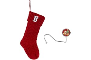 ZGCYSMHT Christmas Stockings Personalized Custom Initials 18 Inches Knitted Christmas Stockings with Letter Fireplace Hanging Monogram Xmas Stockings for Kids,Family Holiday Party Decoration（Red B）