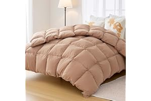 VEXINO Puffy White Feather Comforter Queen Size with Feathers Down Fiber Filled, All Season Feather Duvet Insert, 100% Cotton Luxury Hotel Collection, 8 Corner Loops