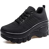 Pucepen Orthopedic Walking Shoes for Women Chunky Platform Comfort Wedge Walking Shoes for Women Non-Slip Breathable Slip-On Womens Trail Running Shoes