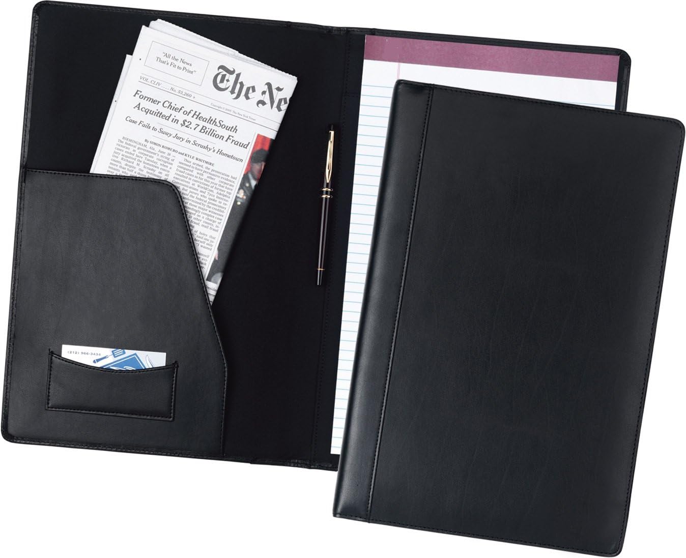 Leather Legal Size Padfolio and Pad Holder (Black