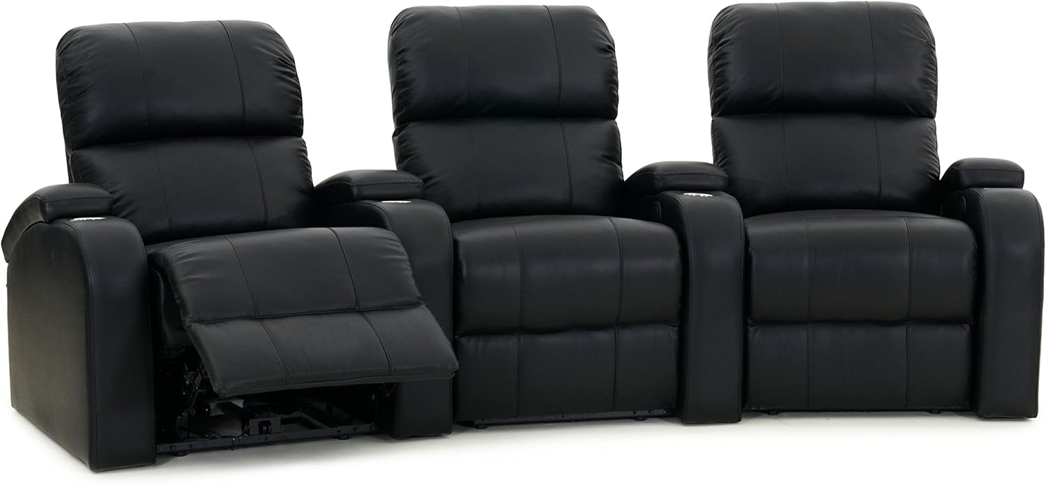 Octane Edge XL800 Row of 3 Seats, Curved Row in Black Leather with Manual Recline: Furniture & Decor