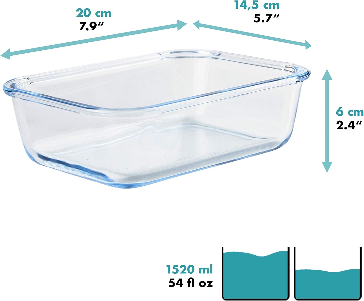 Grizzly Glass Food Storage Container Set - Ovenproof Dish with Lids - 2 x 1520 ml (53.5 oz) Rectangular - Air and Liquid Tight - Image 4