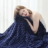 NEWCOSPLAY Super Soft Twin Blanket Dark Navy Premium Silky Flannel Fleece 3D Clouds Stylish Jacquard Lightweight Bed Blanket All Season Use 350GSM (Dark Navy, Twin(60"x80"))