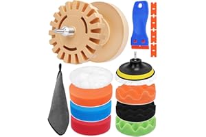 eFuncar Eraser Wheel, Decal Removal Tool, Adhesive Remover Wheel for Automotive Car Sticker, Vinyl, Rv, with Plastic Razor Blades Scraper Tool, Serrated & Solid Eraser Wheel and Polishing Pads -17 Pcs
