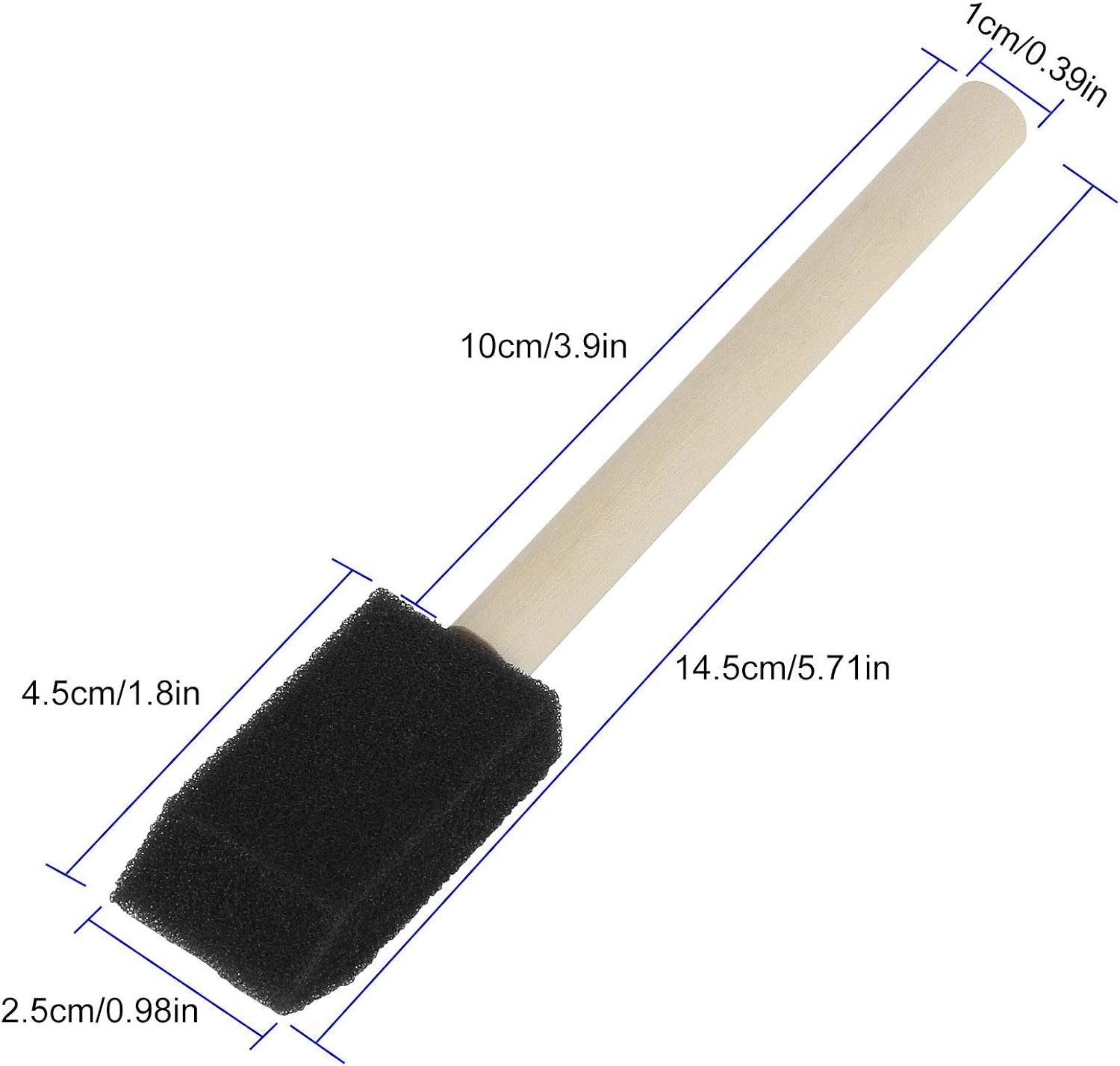 AHUNTTER 200 Pack Foam Paint Brush Set 1 Inch Sponge Brushes for Painting Craft Stains Varnishes Wooden Handle Drawing Finishing Tool for Kids & Adults - Image 3