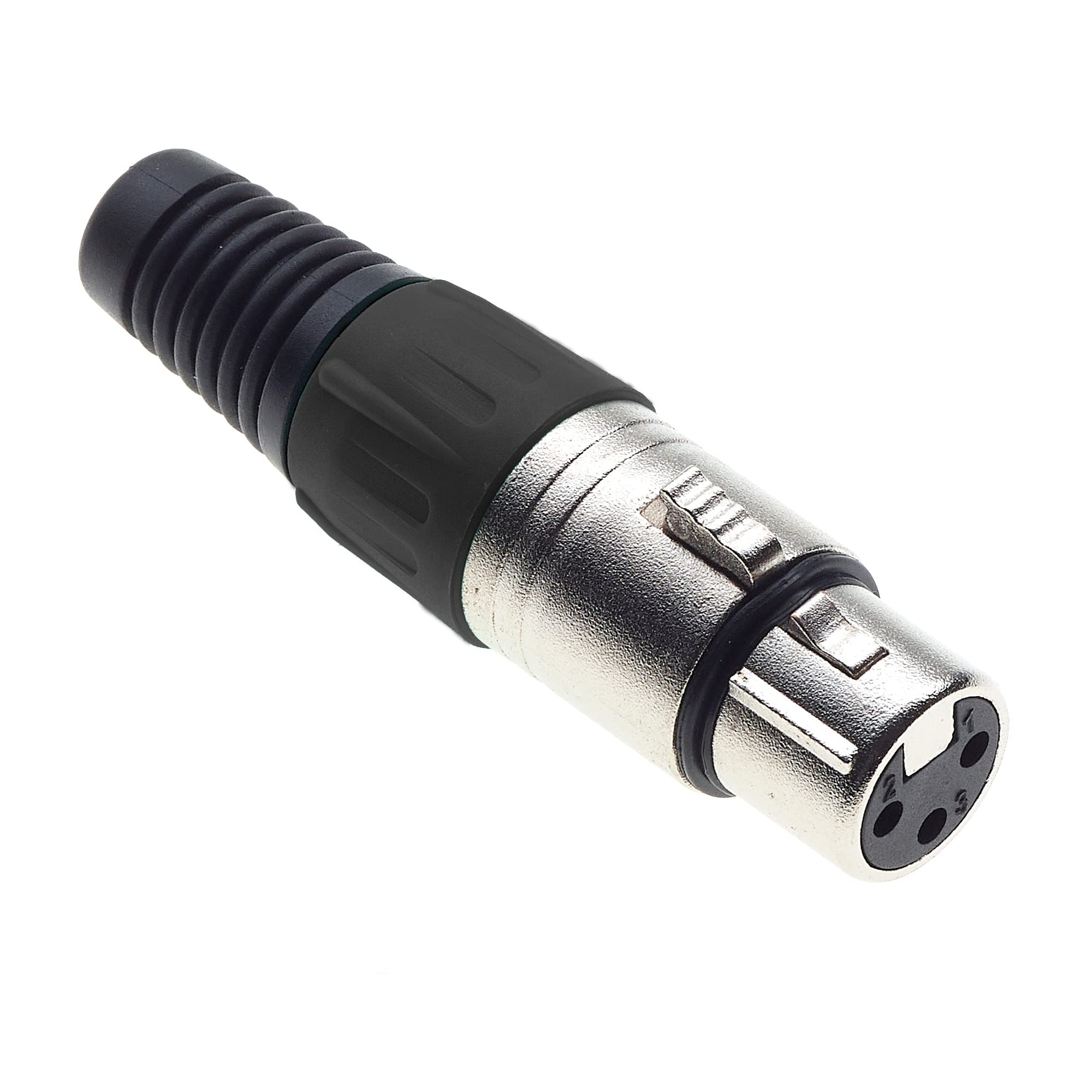Keple 3 Pole XLR Socket, Black - Female Audio Mic Microphone DMX Plug Jack Socket, Nicked-Plated Adapter, Metal Construction Connector With Plastic Housing — image 1