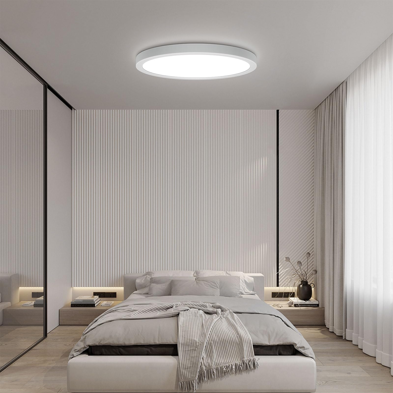 Taoellen 18W Bathroom Ceiling Light, 6500K Cold White LED Bathroom Light, 1620lm Round Flush Ceiling Lamp for Kitchen, Corridor, Hallway, Balcony, Porch