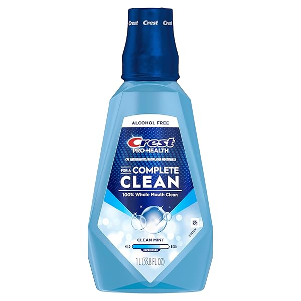 CREST MOUTHWASH PRO HEALTH COMPLETE CLEAN, CPC (CETYLPYRIDINIUM CHLORIDE) ANTIGINGIVITIS/ANTIPLAQUE, ALCOHOL FREE, CLEAN MINT, 1 L (33.8 FL OZ)