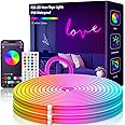 L8star Neon Strip Lights, 32.8ft/10m LED Neon Rope Lights with Remote APP Control IP65 Waterproof Flexible Neon LED Strip Lights 24V RGB LED Neon Lights for Bedroom Indoors Outdoors Decor