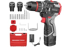 Reindeer Tools Cordless Drill Set, 20+3 Torque Setting, 398 in-lb, 16V Electric Power Drill with 3/8" Keyless Chuck, 2 Speed,