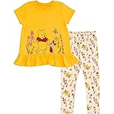 Disney Girls Peplum T-Shirt and Leggings Outfit Set Newborn to Big Kid Sizes (0-3 Months - 10-12)