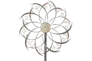 VEWOSTAR Wind Spinners Outdoor Wind Spinner Metal 13” Dia Wind Spinners for Yard and Garden Decor Pinwheels Wind Sculptures & Spinners(57” H)