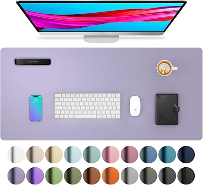 Aothia Leather Desk Pad Protector 60x35 cm Lavender Non-Slip PU