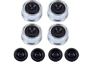4pcs Replaces Trailer Axle Bearing Dust Cap Cup Grease Cover with 8 Rubber Plugs Bolt Metal Trailer Axle Wheel Bearing for Tr