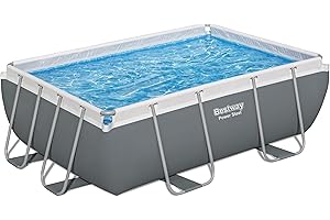 Bestway: Power Steel 9'3" x 6'5" x 33" Above Ground Pool Set - 937 Gallons, Rectangular Outdoor Family Pool, Corrosion & Puncture Resistant, Includes ChemConnect Dispenser, Filter & Pump
