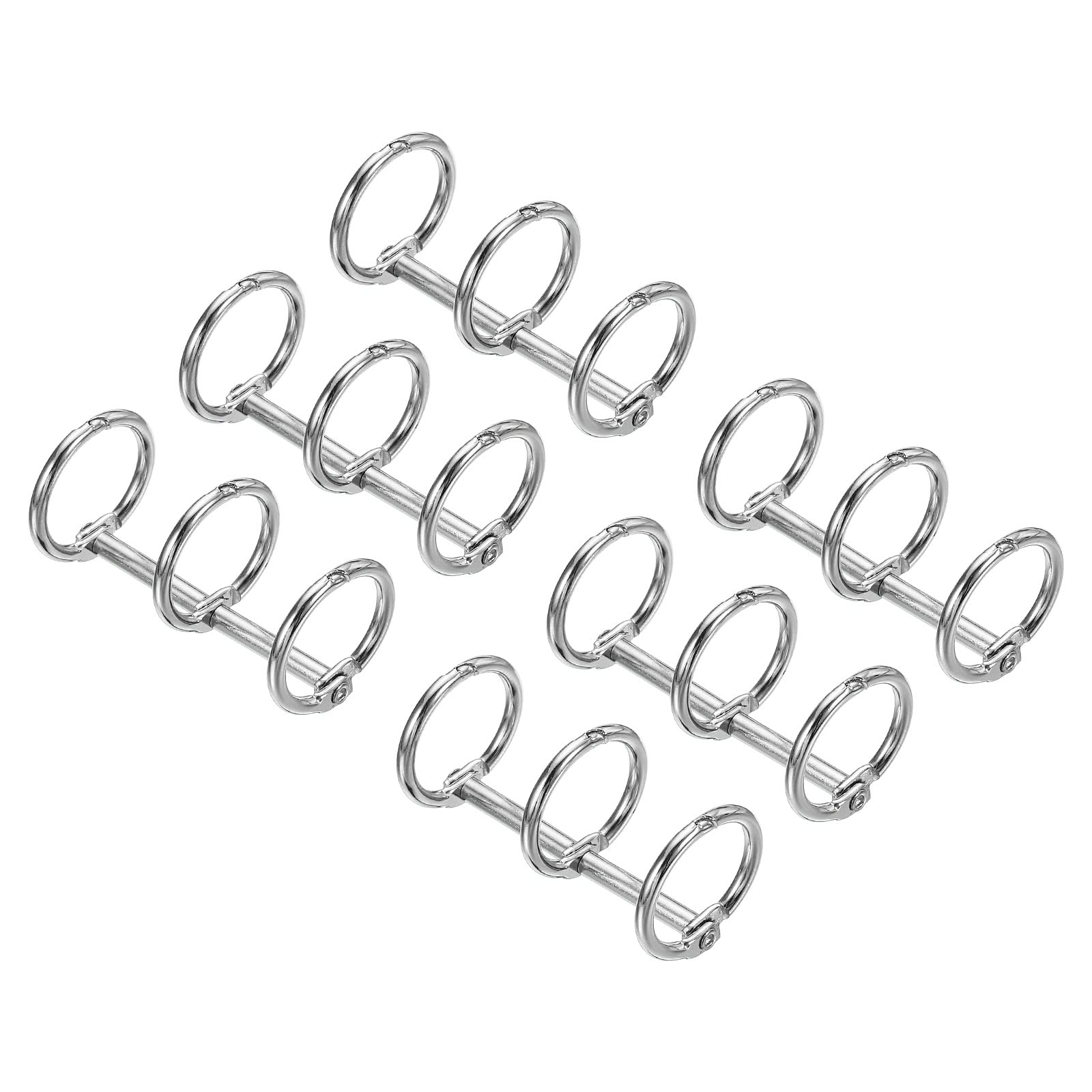 PATIKIL 0.63" Dia 3-Rings Book Rings, 6 Pack Metal Binder Rings Loose Leaf Ring Detachable for Office Desk Calendar Photo Album, Silver Tone