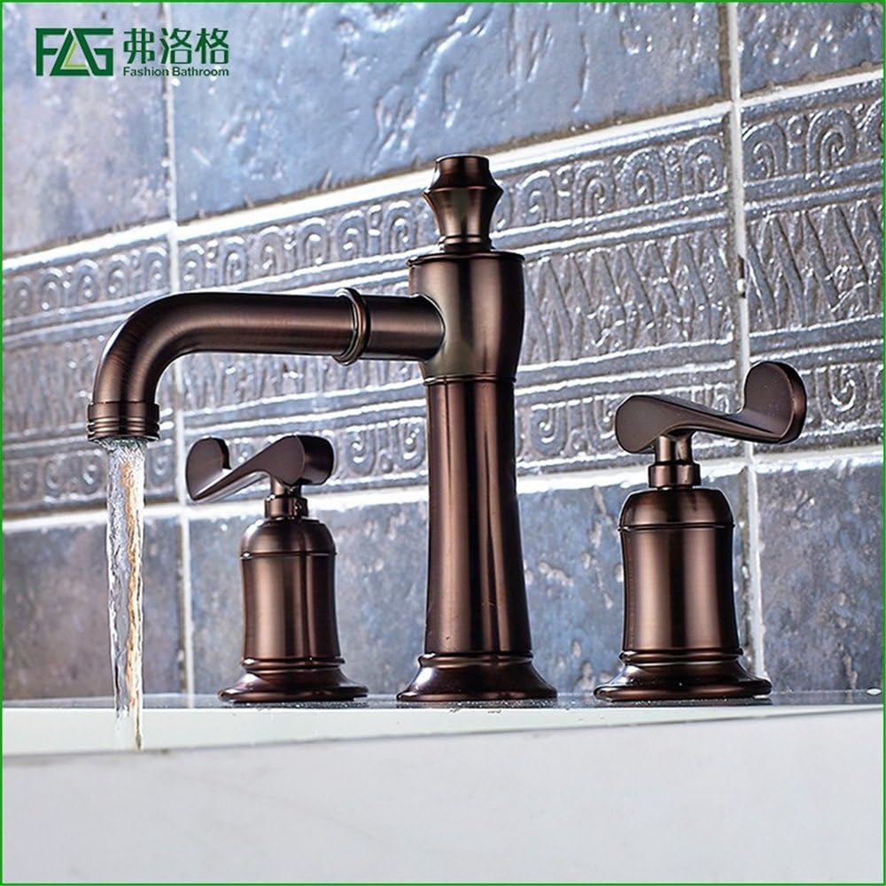 Amazon Com Hlluya Professional Sink Mixer Tap Kitchen Faucet The Copper Red Brown Water Faucet Bathroom Basin Double The Three Holes Cold Water Faucet Home Kitchen