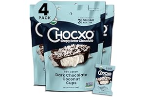 Chocxo Dark Chocolate Coconut Cups - Truly Indulgent, Low in Real Sugar, Organic, Non-GMO, Keto Certified, Certified Gluten Free and Kosher, No Artificial Sweeteners or Sugar Alcohols, Decadent 85%