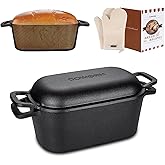 3.6QT Oval Dutch Oven for Bread Baking - Pre-Seasoned Cast Iron Sourdough Bread Pan with Lid