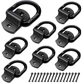 Eapele 1/2" D Rings Tie Down Anchors, Heavy Duty Steel Breaking Strength 12000 lbs, Surface Mount Hooks for Securing Cargo on Trailer, Trucks with Screws and Bolts (Black 8pcs)