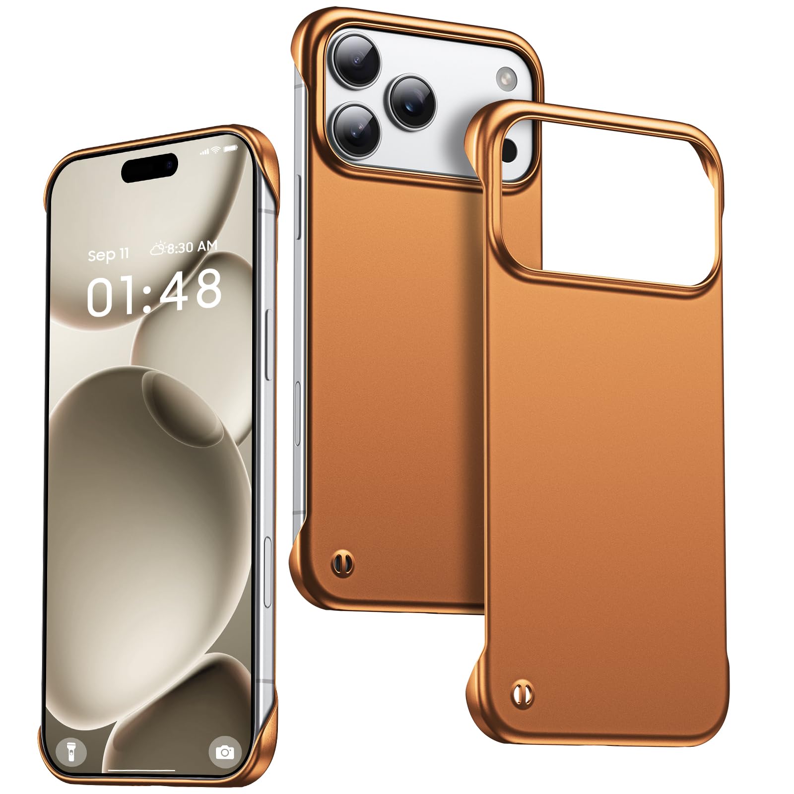 GRECAZO Ultra Thin Frosted Designed for iPhone 17 Pro Frameless Case 6.3 inch Slim Minimalist Lightweight Matte Hard Cover Protective Borderless Case- Orange
