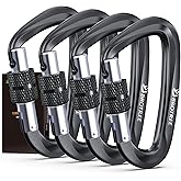 Brotree Carabiner Clips Heavy Duty 12KN (2697lbs) Locking Carabiner Lightweight Aluminium Caribeaner for Hammock, Camping, Hi