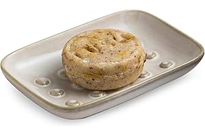 Miamolo Soap Dish for Shower, Ceramic Soap Dish Non-Slip Soap Holder Bar Saver Tray for Bathroom Kitchen Sink, Floating Point Design Save Soap Loss