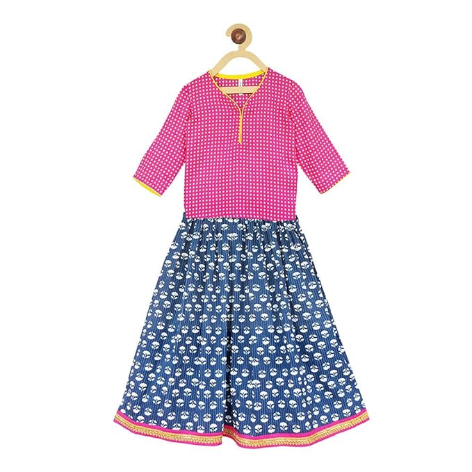 Campana By Hopscotch Girls Cotton Lehenga Choli Set in Multi Color