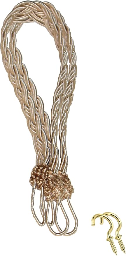 Amazon Com Pair Of Gold Rope Drapery Curtain Tiebacks With Hooks