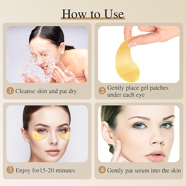 USTELIR UNDER EYE PATCHES, 40 PAIRS 24K GOLD EYE MASKS WITH COLLAGEN, EYE PATCHES FOR PUFFY EYES, DARK CIRCLES & WRINKLES, UNDER EYE MASKS FOR SKIN CARE SET, GEL PADS SPA GIFTS FOR WOMEN & MEN