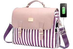 LOVEVOOK Laptop Bag for Women Large Computer Bags Cute Messenger Bag Briefcase Business Work Bags Purse, 15.6inch, Light Purple-Stripe Purple
