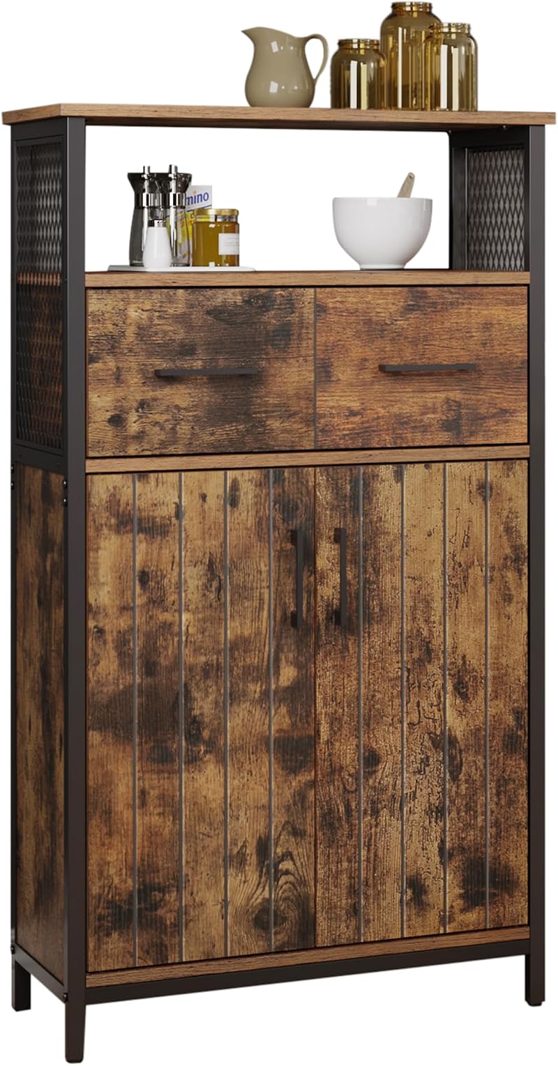 VASAGLE Storage Cabinet Multipurpose Sideboard with Drawer Adjustable Shelf