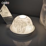 Cello Porcelain Tealight Holder Dome Elephant 3D Projection Gift view 6