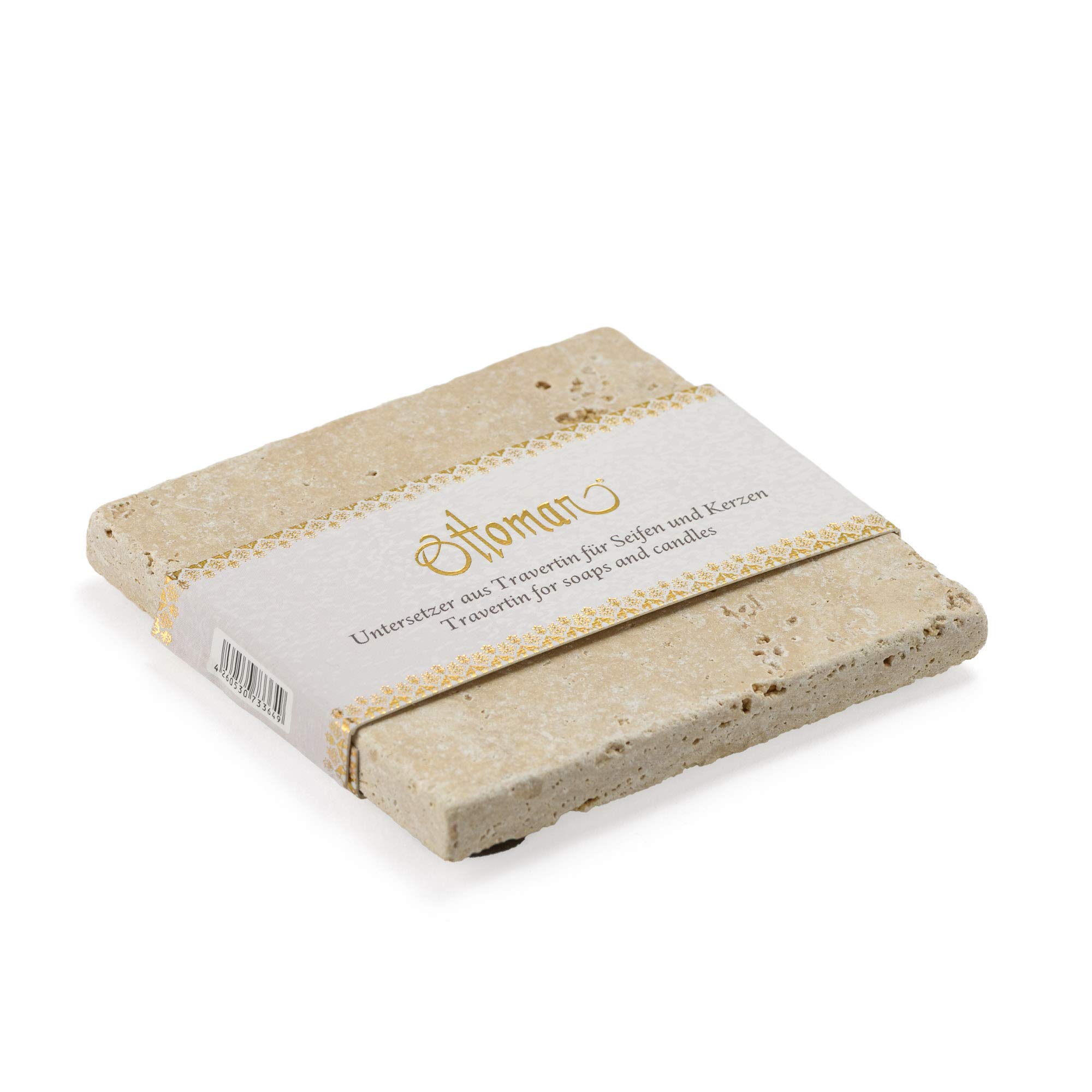 ottoman Travertine Soap Dish Decorative Stone 10 x 10 cm Natural Stone Untreated (Light)