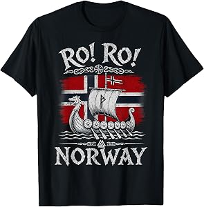Norwegian Viking Ship Norway Flag Row Country Heritage Pride T-Shirt