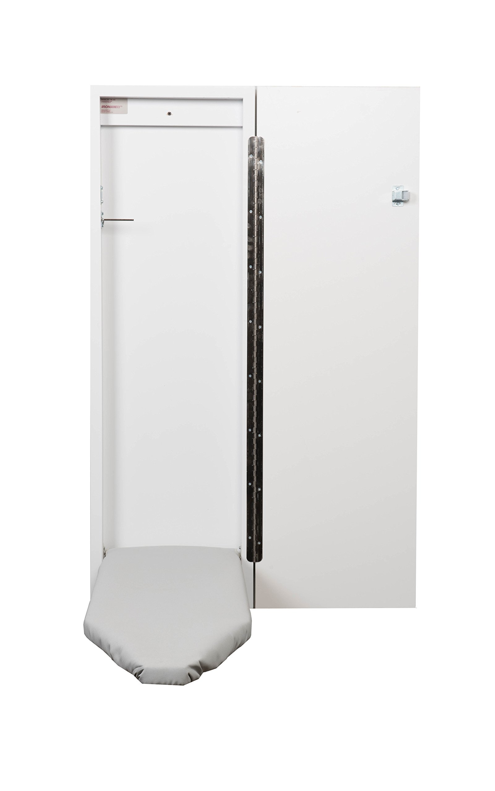 Iron-A-Way Surface Mount or Built-In Ironing Center Cabinet with 42 Inch Ironing Board and Flat White Door-IAW42FWU
