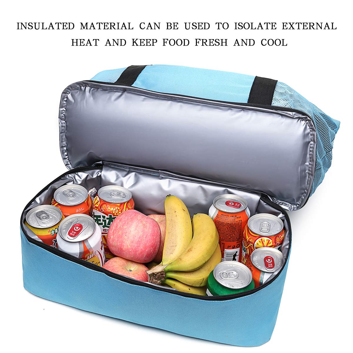 Tang Xiao Bang Beach Tote Mesh Beach Bags Insulated Picnic Cooler Pool Bag with Zipper Top for Women (Sky Blue)