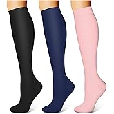 WITHYOU 3 Pairs Compression Socks for Women & Men 15-20 mmHg,Best Support for Nurses Running Hiking