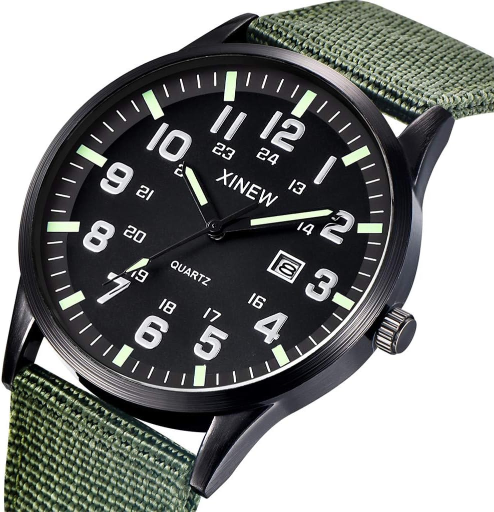 2019 Summer Deals ! Men Boy Round Dial Nylon Strap Band Military Date Quartz Wrist Watch Gift Wrist Watch for Men Under 10