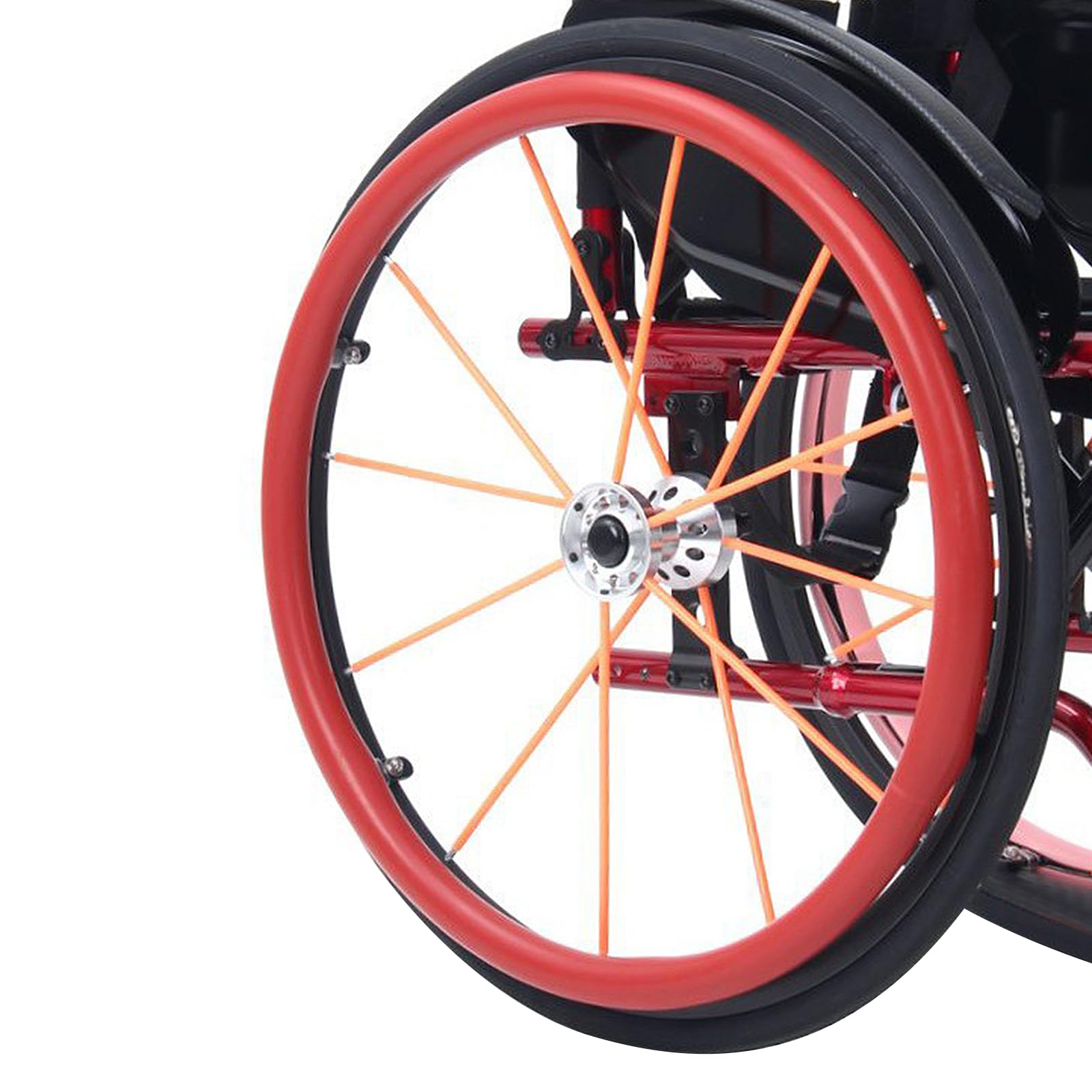 22/24-Inch Silicone Wheelchair Push Rim Covers,Non-Slip Wear-Resistant Hand Push Cover, Wheelchair Handrim Covers,Wheelchair Rear Wheel Cover for Improve Grip and Traction (22 Inch, Red)