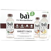 Bai WonderWater Coconut Variety Pack, 18oz bottles - pack of 15 (Molokai Coconut, Madagascar Coconut Mango, Puna Coconut Pineapple)