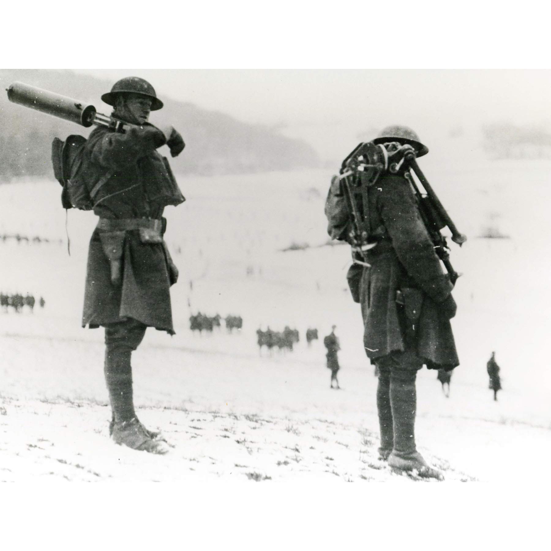 War WWI USA Marine Corps Machine Gun Crew 1917 Photo Premium Wall Art Canvas Print 18X24 Inch