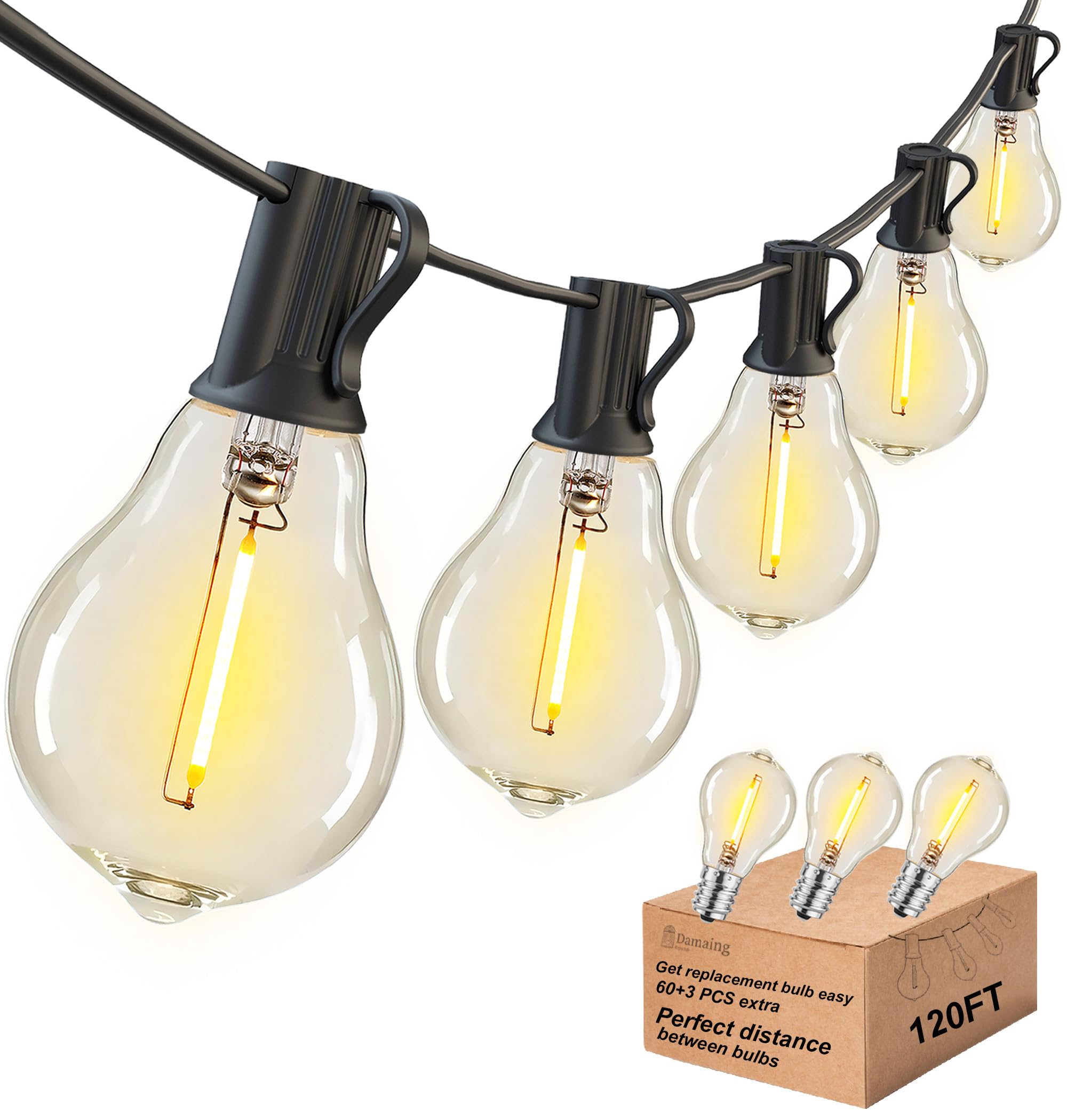 DAMAING Outdoor String Lights 120FT Waterproof