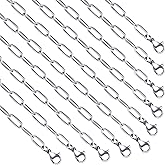 YOUBEIYEE 10pcs Stainless Steel Chain Necklace for Women and Men 2.5mm/3.5mm/4mm Wide Paperclip Necklace Chains Bulk 16/18/20 Inches