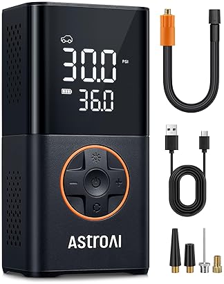 Accessories & Parts - AstroAI L7 Tire Inflator Portable Air Compressor Cordless Mini Bike Pump with Digital Dual Values Display, 150 PSI Car Tires Air Pump with LED Lights&Pressure Gauge for Auto, Motorcycles, Bikes, Balls