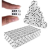 Super Z Outlet Standard 16mm White Dice with Black Pips Dots for Board Games, Activity, Party Favors, Toy Gifts (100 Pack)